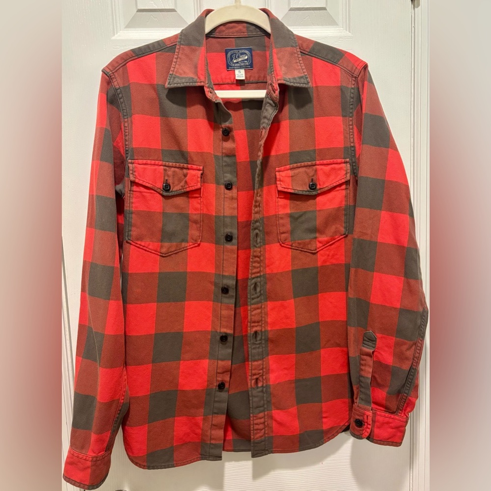 J. Crew Red and Black Plaid Shirt Men’s S